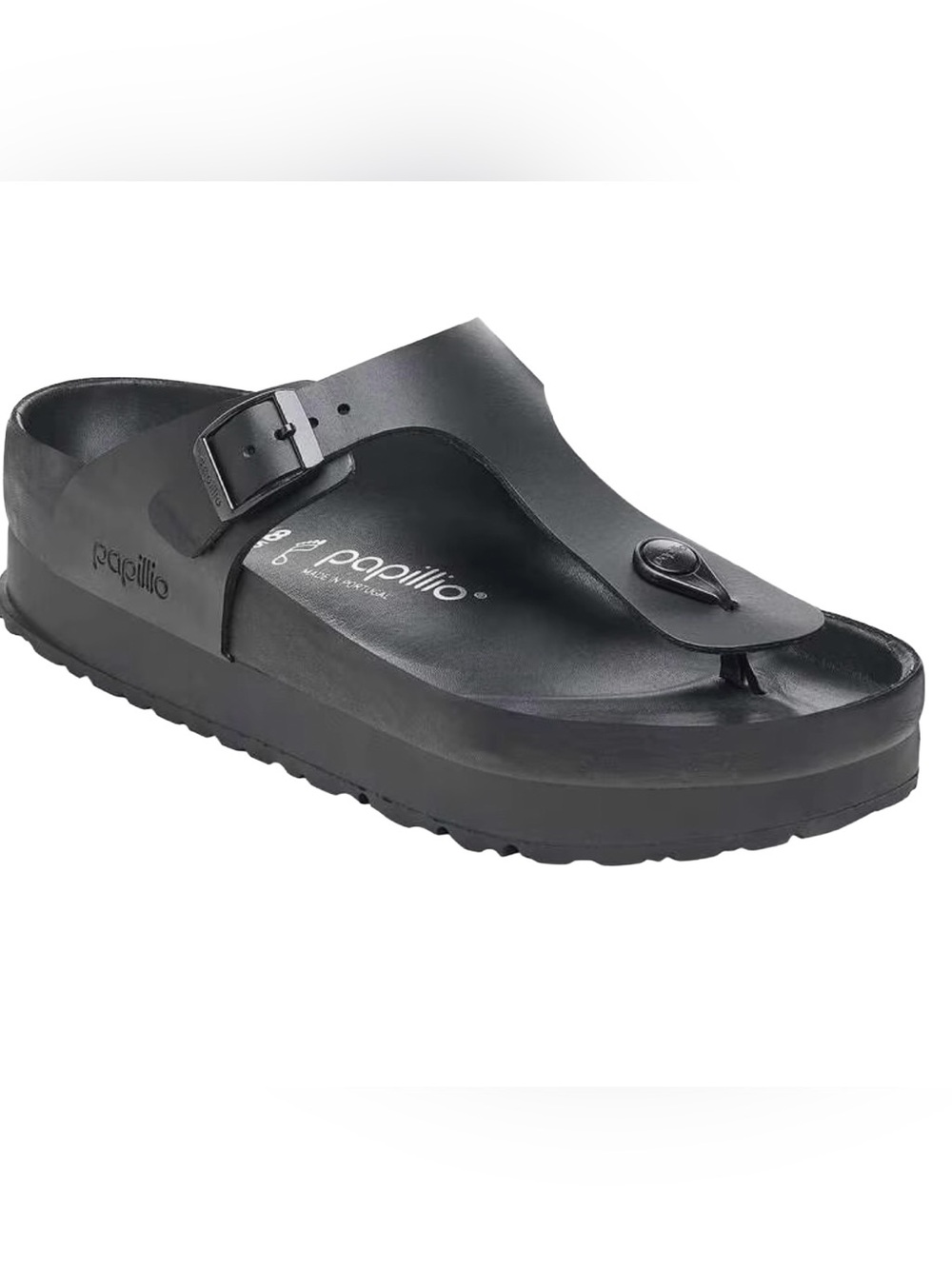 Birkenstock,papilio Gizeh Platform Sandals Exquisite Black Leather L-10 M-8 EU41